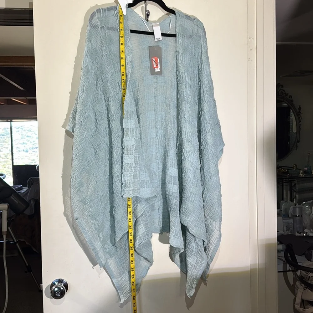 Nordstrom Soft Blue Open Front Poncho/Cover-up/Shawl One Size Drop Shoulder - Picture 5 of 5